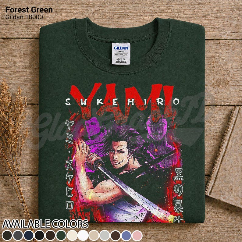 Yami Sukehiro-tröja, Black Clover Captain-tröja, Magic Knight Squad-tröja, anime-manga-gåva, unisex otaku-kläder för merchandise Forest Green