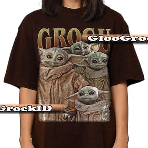 Koszulka Grogu Star Wars The Mandalorian Baby Yoda, uroczy T-shirt z grafiką Jedi Padawana, gadżety Galaxy Saga, prezent dla fana science fiction unisex Star Hero FD Dark Chocolate
