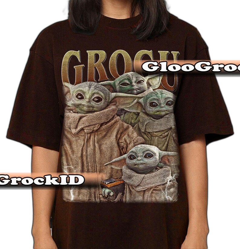 Koszulka Grogu Star Wars The Mandalorian Baby Yoda, uroczy T-shirt z grafiką Jedi Padawana, gadżety Galaxy Saga, prezent dla fana science fiction unisex Star Hero FD Dark Chocolate