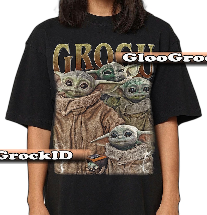 Koszulka Grogu Star Wars The Mandalorian Baby Yoda, uroczy T-shirt z grafiką Jedi Padawana, gadżety Galaxy Saga, prezent dla fana science fiction unisex Star Hero FD Black