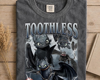 Teethless How to Train Your Dragon-graphic T-shirt – Night Fury Dragon-T-shirt – DreamWorks Animation Merch – Cadeau voor fantasiefan, dierenliefhebber FD