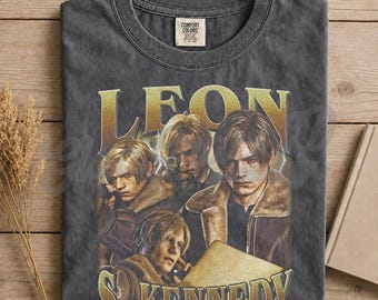 Leon S Kennedy Resident Evil Fan Tee, Survival Horror Game Merch, Gamer Gift Idea, Video Game Character Tribute, RE4 Fan Apparel FD