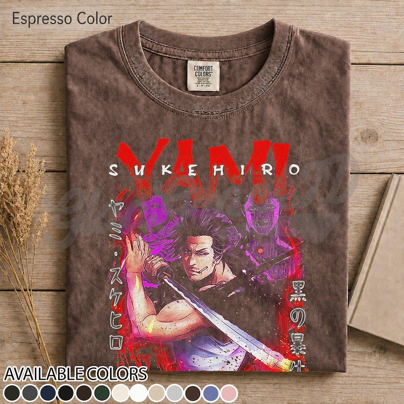 Yami Sukehiro-tröja, Black Clover Captain-tröja, Magic Knight Squad-tröja, anime-manga-gåva, unisex otaku-kläder för merchandise Espresso