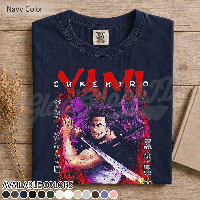Yami Sukehiro-tröja, Black Clover Captain-tröja, Magic Knight Squad-tröja, anime-manga-gåva, unisex otaku-kläder för merchandise Navy