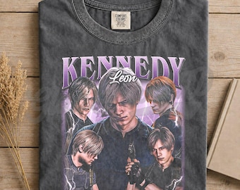 Leon S. Kennedy Resident Evil Video Game Graphic Tee, Raccoon City Police Shirt, Survival Horror Merch, Gift for Gamer Fan Undead Fighter FD