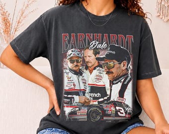 Koszulka Dale'a Earnhardta, legendarnego kierowcy wyścigowego, koszulka dla fanów wyścigów samochodów stock car, wzór hołdu dla wyścigów vintage, koszulka z grafiką sportów motorowych FD