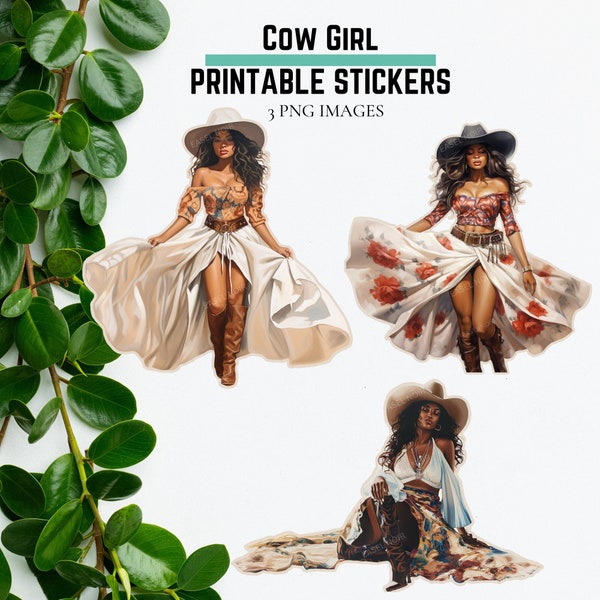 Black Cowgirl | Western | Act ii Inspo | PNG Clipart | Printable Stickers | Black Women Clipart | Texas Hold Em | Carter | Digital Stickers