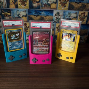 Support pour dalle Gameboy PSA | Présentoir imprimé en 3D pour cartes Pokémon | Porte-cartes à collectionner | Présentoir rétro style Gameboy | Support de dalle TCG