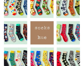 Colorful Socks, Flowers, Color Splash, Zebra Patterned, Fun Socks 4-Pack