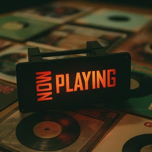 Vinyl Record Stand with LED light showing &quot;NOW PLAYING&quot;, 3D Printed