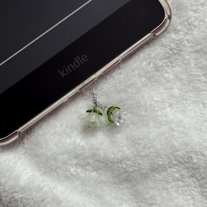 Bouchon Anti-poussière USB-C Avec Charme Fleur Rose Et Lettre H - Pour Kindle