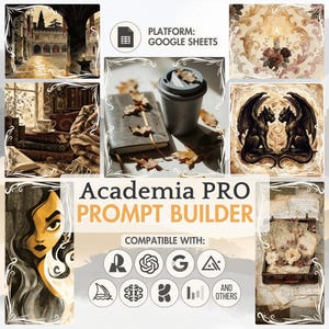 Academia Prompt Builder - Dark Academia, Light Academia, Coquette, Gothic Vintage AI Art Prompt Tool for Midjourney, ChatGPT, Nano Banana 画像 1