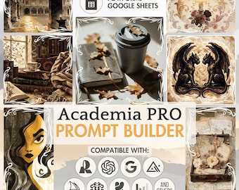 Academia Prompt Builder - Dark Academia, Light Academia, Coquette, Gothic Vintage AI Art Prompt Tool for Midjourney, ChatGPT, Nano Banana