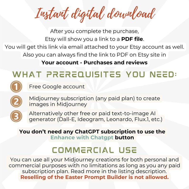 Download instruction for Easter prompt builder commercial license