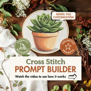 Cross Stitch Pattern Prompt Builder Midjourney prompt tool stitching design template embroidery pattern ai art motif Google Sheets customize