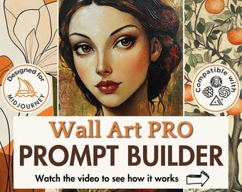 Wall art prompt builder PRO Midjourney prompt generator ai art prompt template portrait prompt oil painting prompt guide printable art