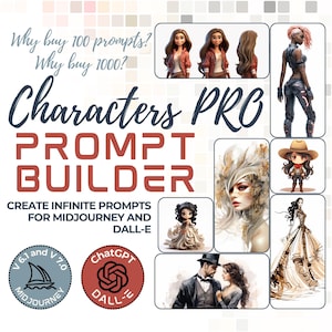 Creador de indicaciones para personajes PRO Indicaciones para Midjourney Indicaciones para personajes DALL-E 3 Midjourney v7 Indicaciones ChatGPT para indicaciones Dalle 3 Libro para niños