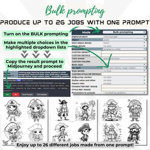 bulk prompting with Coloring book prompt generator, Midjourney permutation prompt