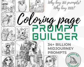 Coloring page prompt builder Midjourney prompt Coloring page for kid prompt Midjourney v6 prompt Create coloring page for adult prompt book