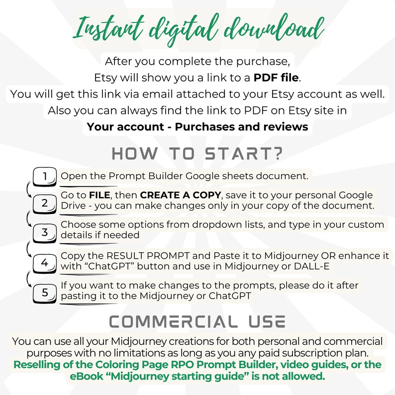 Download instruction for Coloring page prompt creator commercial license info