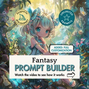 Fantasy Prompt Builder Midjourney prompt tool ai art clipart digital illustration pattern fantasy world concept art rpg class Google Sheets