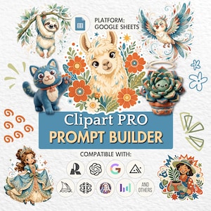 Kreator podpowiedzi do clipartów – ikony, loga, odznaki, awatary, naklejki do planera cyfrowego. Narzędzie do podpowiedzi AI do clipartów Nano Banana, ChatGPT, Recraft