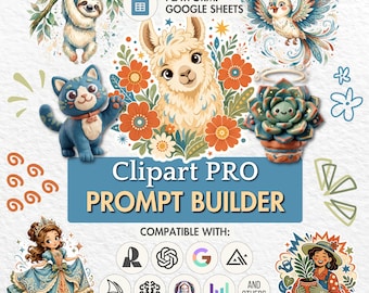 Clipart Prompt Builder - Icons, Logos, Badges, Avatars, Digital Planner Stickers Clipart AI Prompt Tool for Nano Banana, ChatGPT, Recraft