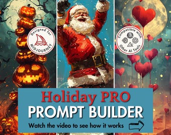 Holiday PRO Prompt Builder for Midjourney Dall-E Ideogram festive clipart pattern Christmas Easter Valentine