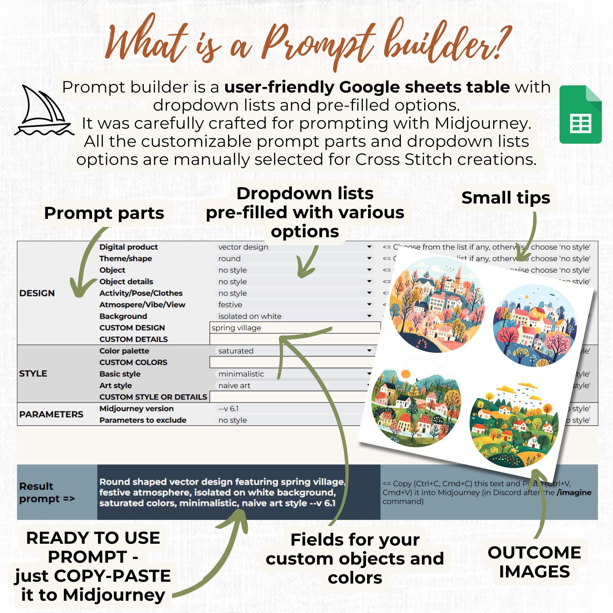 Cross Stitch Pattern Prompt Builder Midjourney Prompt Tool Stitching ...