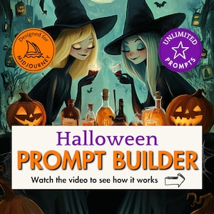 Halloween prompt builder Midjourney prompt template ai art prompt spooky character pumpkin witch ghost prompt guide vampire prompt tool