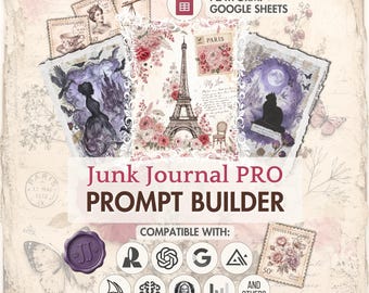 Junk Journal Prompt Builder - Vintage Ephemera, Shabby Chic, Boho Scrapbooking AI Prompt Tool for Recraft, Nano Banana, ChatGPT
