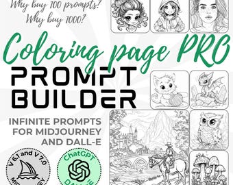 Coloring Page Prompt Builder PRO Midjourney prompt guide Google Sheets create AI coloring book ChatGPT integration Dall-E Ideogram Leonardo