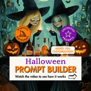 Halloween Prompt Builder Midjourney prompt tool AI art spooky clipart generator Google Sheets create pumpkin illustration coloring page card