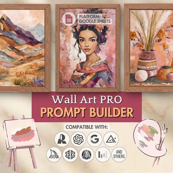 Wall Art Prompt Builder for Midjourney, Recraft, Seedream - Printable Oil Painting Watercolor Abstract Art AI Prompt Generator AI Art
