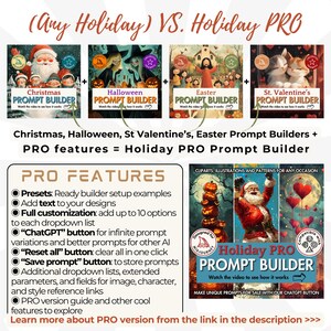 Easter Prompt Builder vs Holiday prompt builder PRO version ready builder setup fully customizable prompt generator prompt variations with ChatGPT