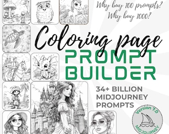 Coloring page prompt builder Midjourney prompt template coloring book for kid page mandala coloring prompt guide ai art prompt generator