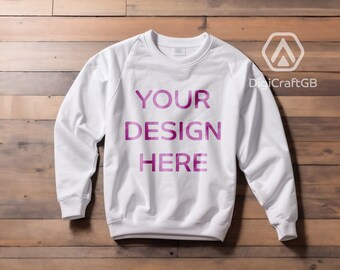 Gildan 18000 Maquette blanche Gildan Sweatshirt Pli plat Lay Maquette Modèle Maquette Blanc Gildan 18000 Gildan 18000 maquettes blanches blanc