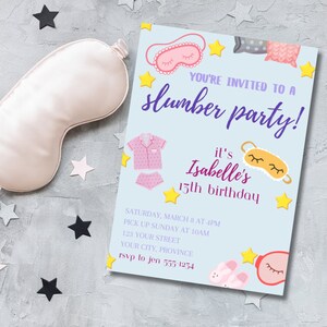Slumber Party Invitation - Sleepover Party - Pyjama Party - Editable