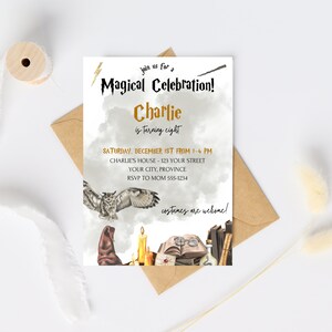 Magical Wizard Birthday Party Invitation - Wizardry Birthday Invitation - Magic School Invitation - Editable