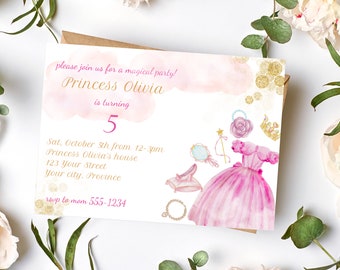Princess Invitation - Princess Birthday Invitation - Princess Party - Girl Birthday Invitation - Magical Birthday Party - Editable