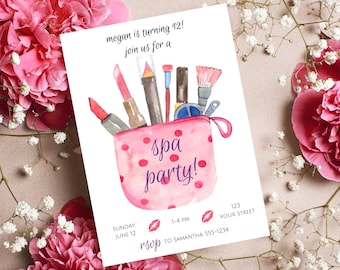 Spa Party Invitation - Kids Spa Birthday - Manicures - Pedicures - Editable
