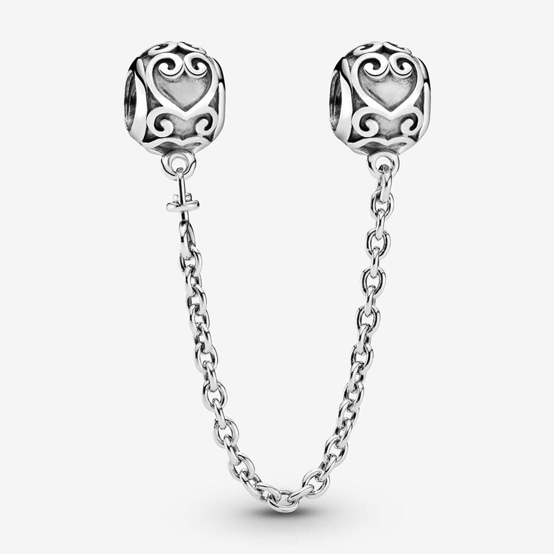 Ornate Hearts Safety Chain Charm Pandora Charm Best Gifts Etsy
