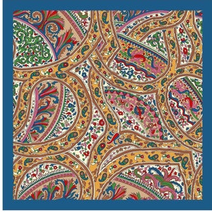 Paisley Floral Motif Design Bandana | Elegant 57x57 cm Chiffon Bandana | Four Border Colour Options