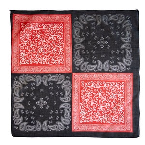 Paisley Bandana Scarf Headband Wrist wear Cotton for men women black red