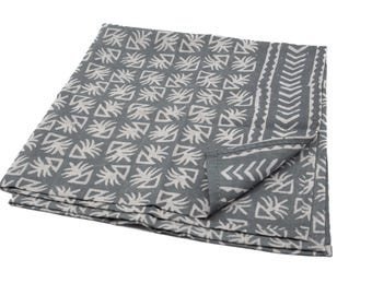 Hand Block Print Cotton Bandana: Tribal Motif Scarf (53x53 cm)
