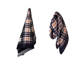 Satin plaid neckerchief and square shape