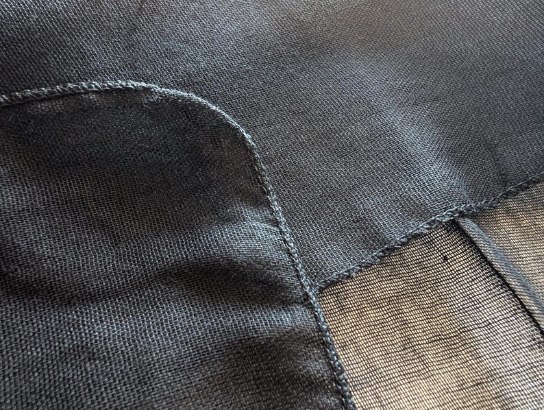 Hand-Dyed Black Cotton Scarf, Sheer Lightweight Bandana Small