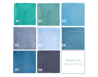 Grote bandana, handgeverfde, stonewashed katoenen hoofddoek, 95 x 95 cm