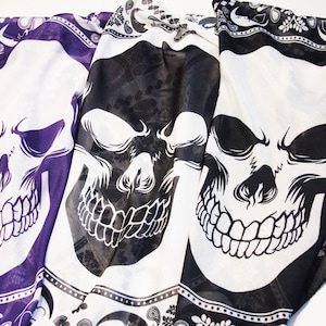 Halloween Bandana, Skull Print Cotton Bandana, Day of the Dead Headscarf, 21x21 Inches, 55x55 cm, Rocker Punk Fashion Scarf