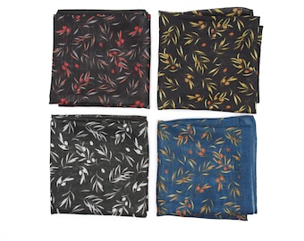 Olive Branch Print Chiffon Bandana Scarf: Lightweight Hair Accessory